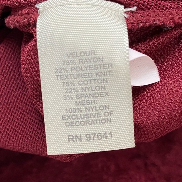 J Jill deep red velvet accents partially sheer button down Top - Picture 9 of 12